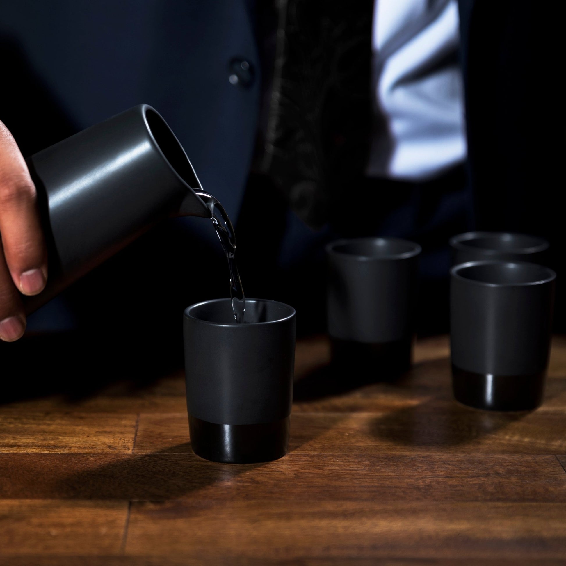 5 - Piece Stoneware Sake Set in Black - DWELL by CMViski
