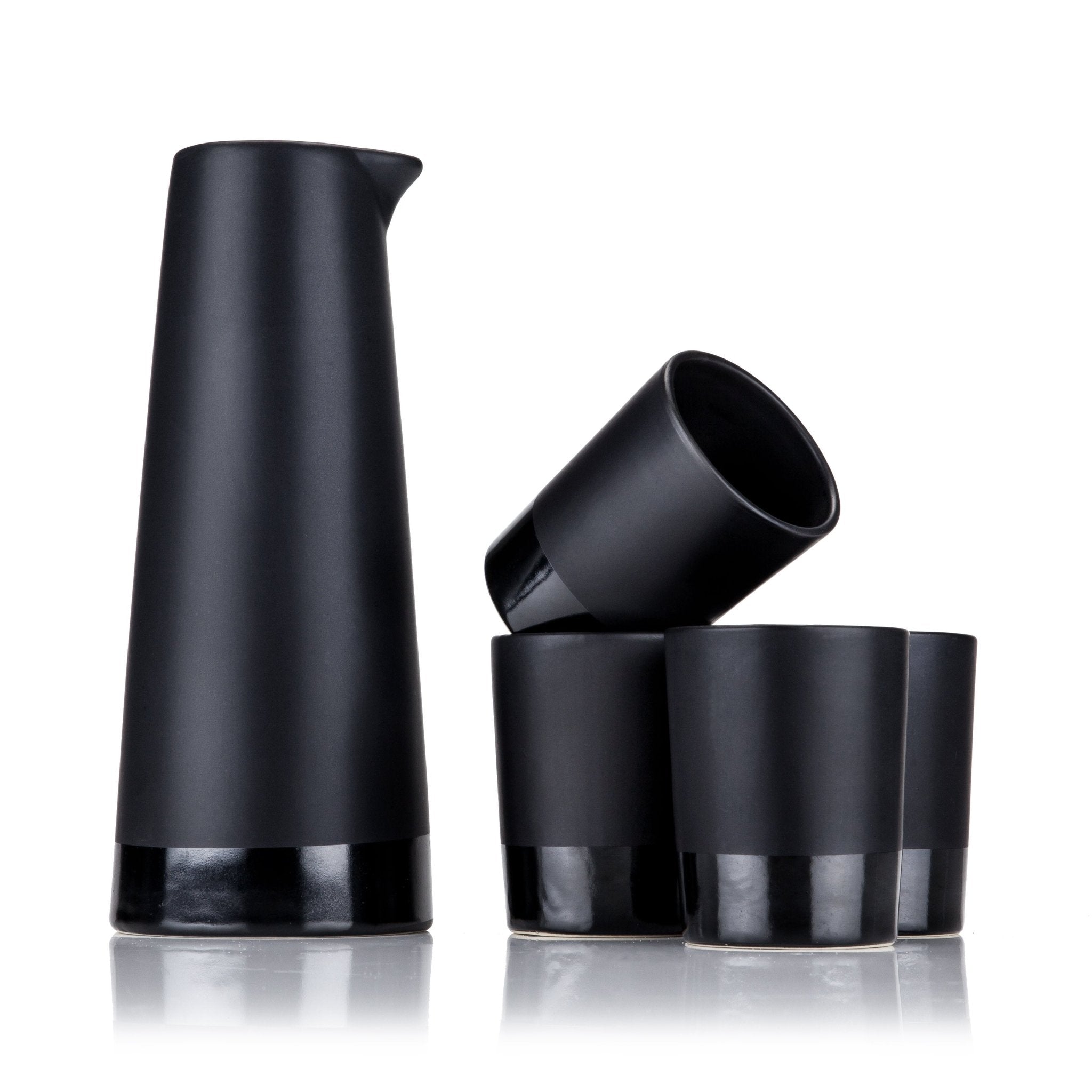 5 - Piece Stoneware Sake Set in Black - DWELL by CMViski