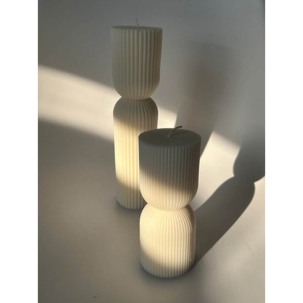 Striped Column Candle | Pillar Soy Decorative Candle - DWELL by CM