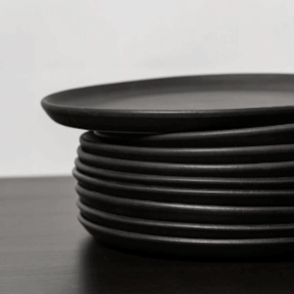 Tunisian Side Plate Set of 4 | Gharyan Stoneware in Matte Black - DWELL by CM