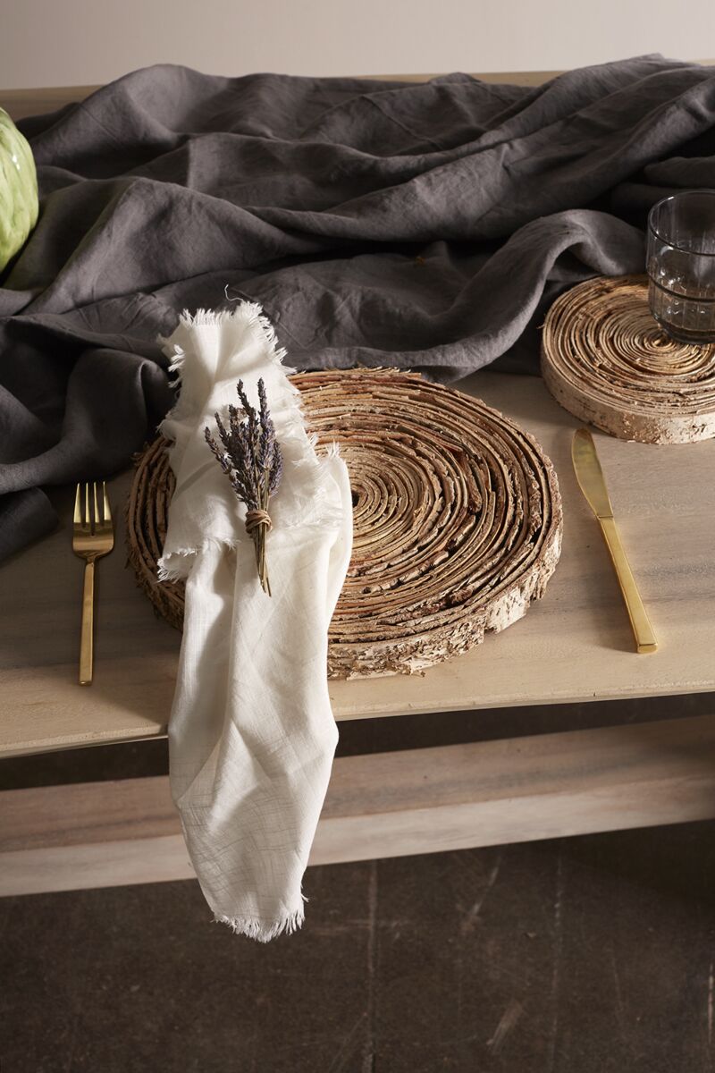 Stripped Birchwood Chargers | Accent Decor