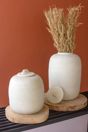 Crisp White Ceramic Canister Set of Two by Kalalou - DWELL by CMKalalou