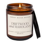 Driftwood and Mahogany Soy Candle - Amber Jar - 9 oz - DWELL by CMSweet Water Decor