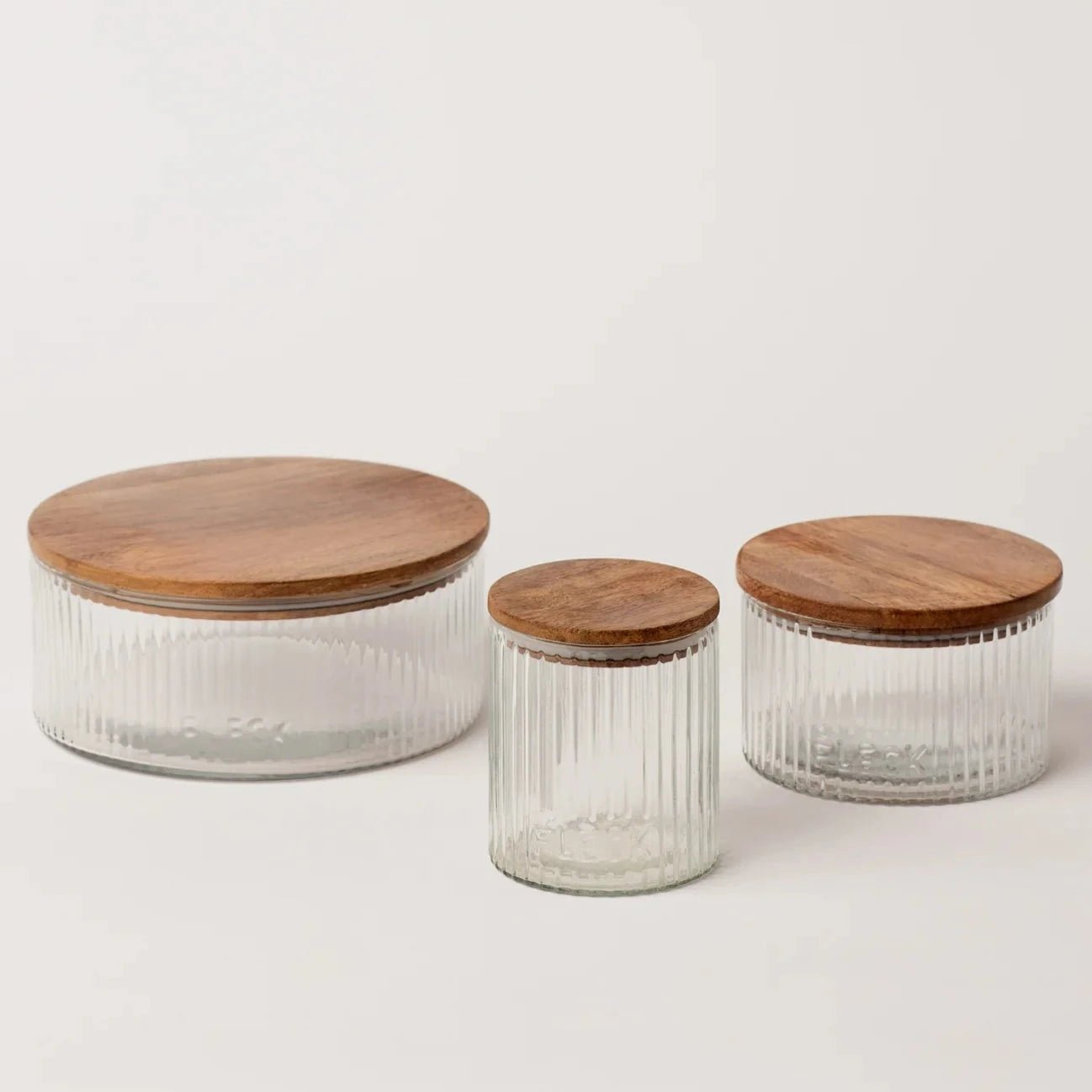 Fluted Glass Storage Jars - set of 3 - DWELL by CMFleck