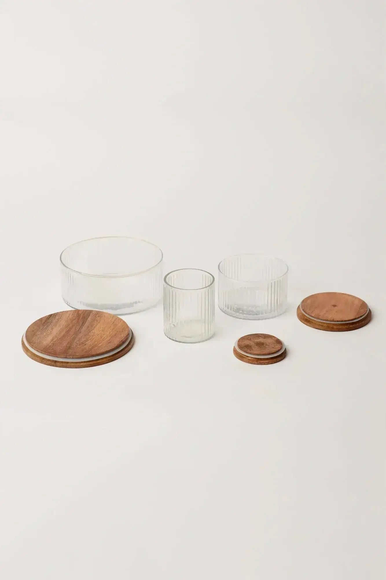 Fluted Glass Storage Jars - set of 3 - DWELL by CMPowered by People