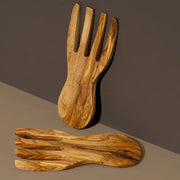 Olive Wood Salad Servers Flat Forks Set