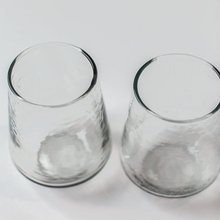 Handblown Hammered Glass Water Tumbler, Clear - set of 4 - DWELL by CMCreative Women