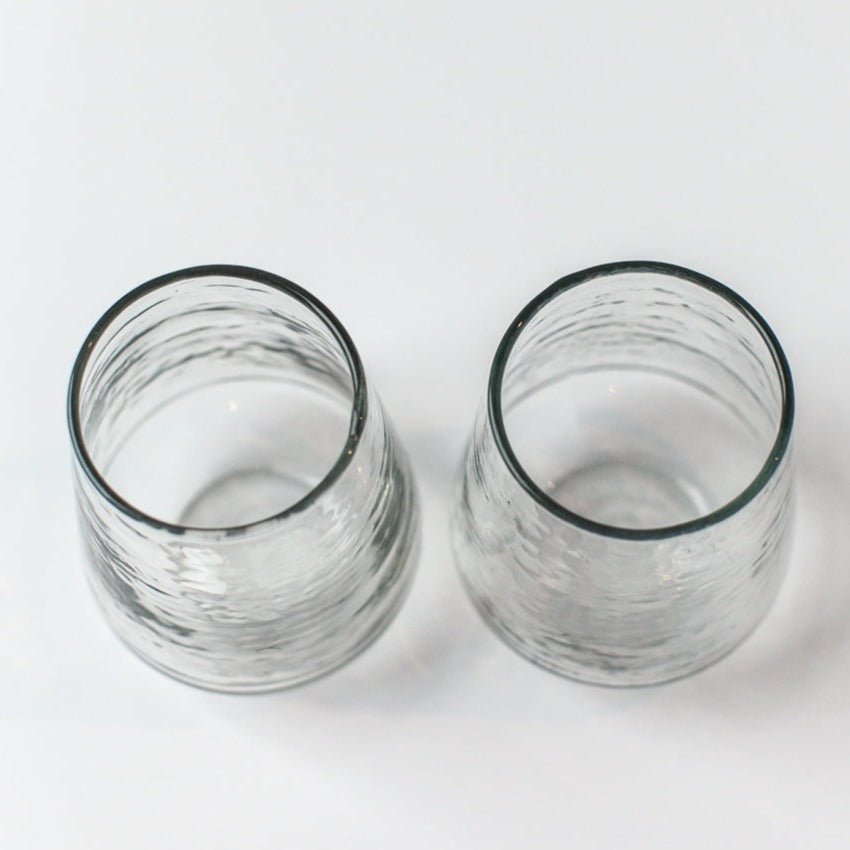 Handblown Hammered Glass Water Tumbler, Clear - set of 4 - DWELL by CMCreative Women