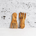 Olive Wood Salad Servers Flat Forks Set - DWELL by CM