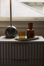 Keswick Carafe – 24oz | Set of 2 | Amber Glass Carafe with 8oz Cup for Bedside or Bar by Accent Decor - DWELL by CM