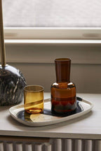 Keswick Carafe – 24oz | Set of 2 | Amber Glass Carafe with 8oz Cup for Bedside or Bar by Accent Decor - DWELL by CM