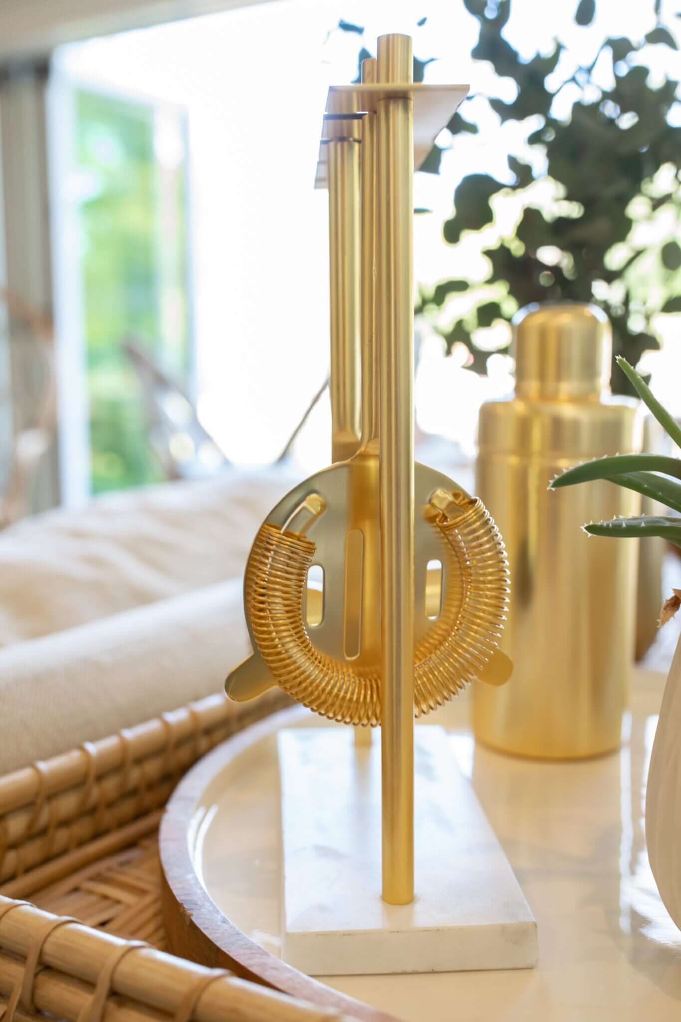 Luxe Gold & Marble Hanging Bar Tool Set by be HOME - DWELL by CMbe HOME