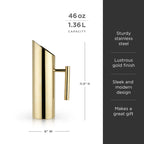 Modern Stainless Steel Pitcher in Gold - DWELL by CMViski