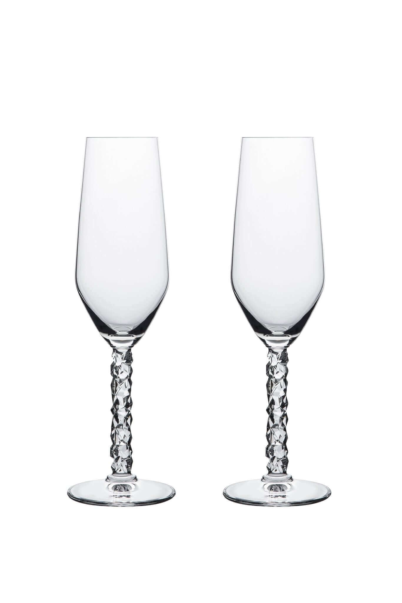 Orrefors Carat Champagne Flutes (8oz): Luminous Elegance by Lena Bergström - DWELL by CM