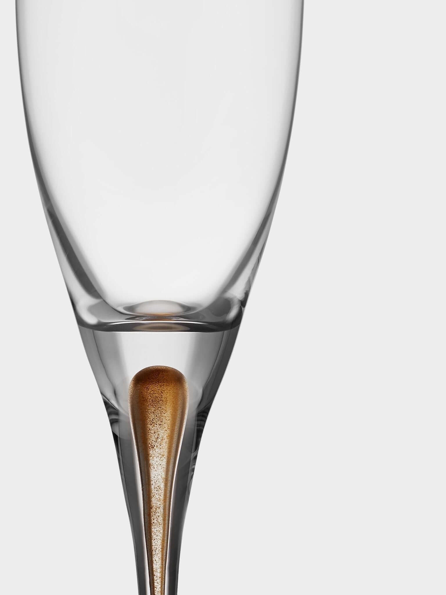 Orrefors Intermezzo Gold Champagne Flutes (7oz): Celebrate in Style - DWELL by CM