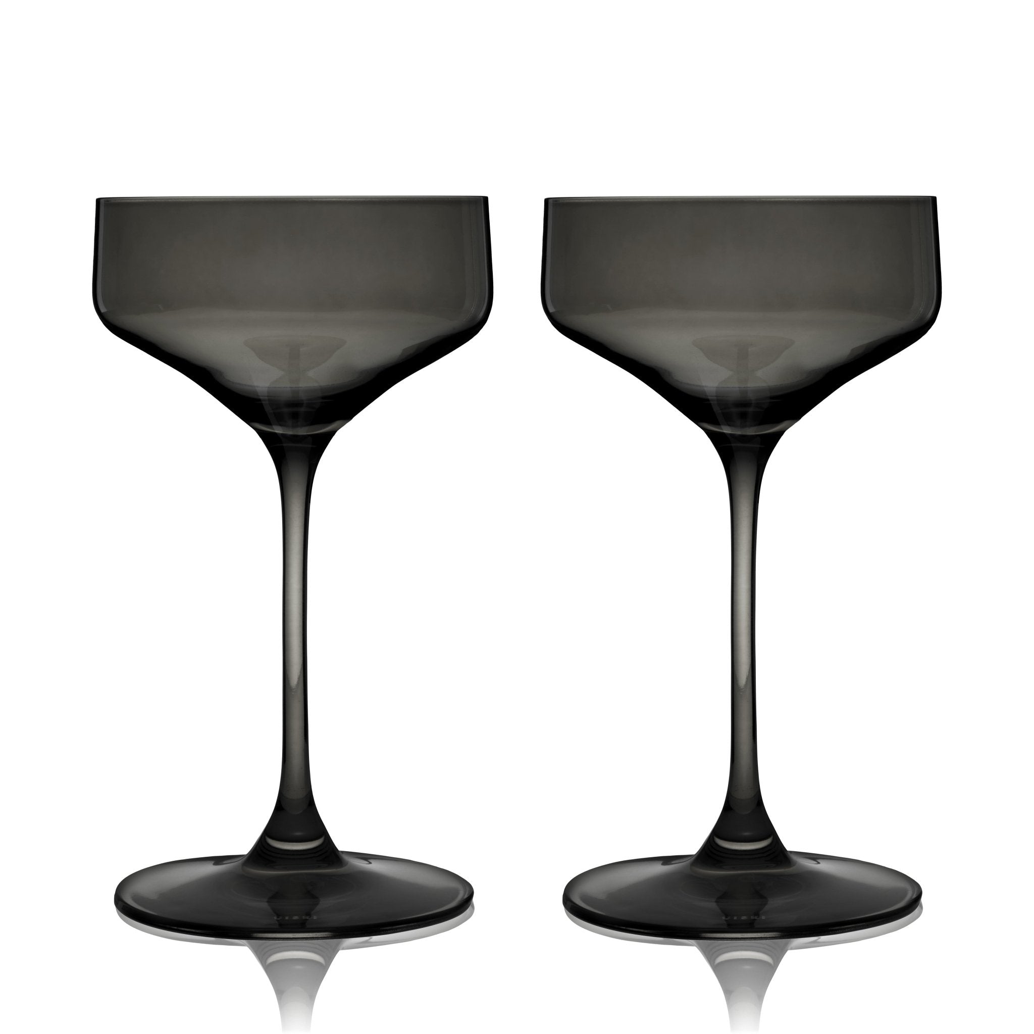 Reserve Nouveau Crystal Coupe Glasses in Smoke Set of 2 - DWELL by CMViski