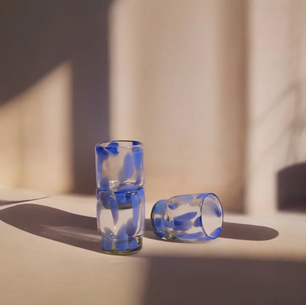 S/4 Marta Stackable Glass Blue & Clear - DWELL by CMPowered by People