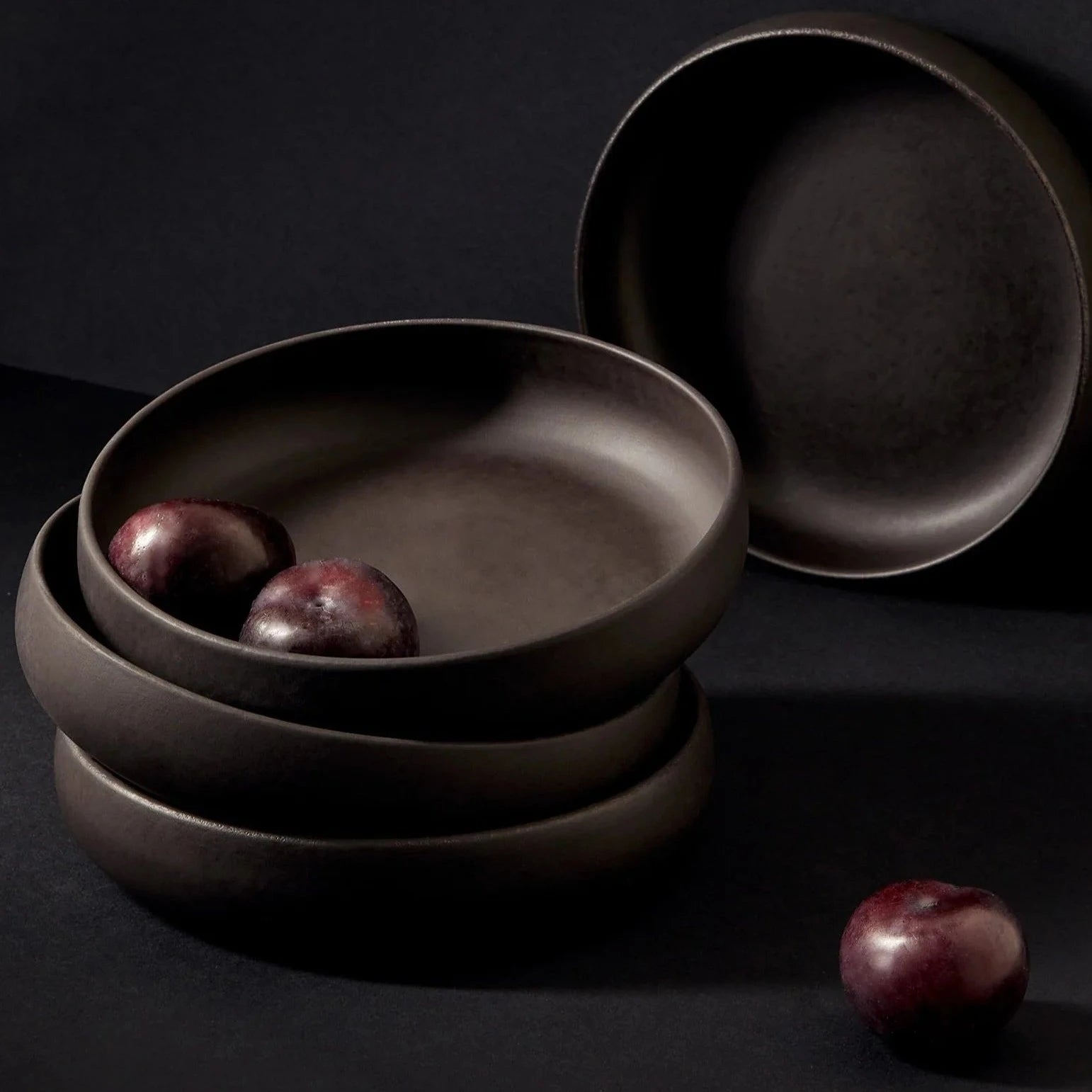 S/4 Tunisian Pasta Bowls - Matte Black - DWELL by CMGHARYAN Stoneware & More North America