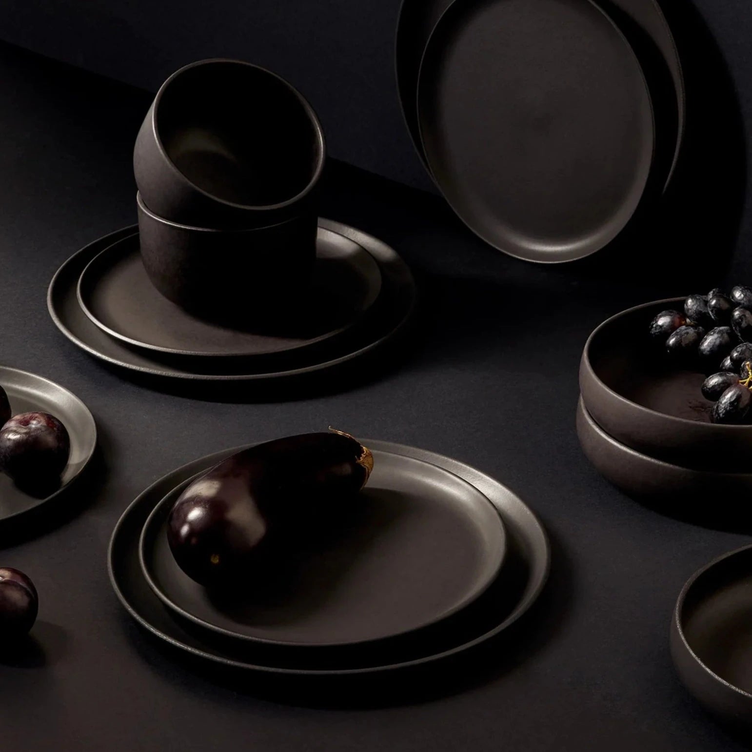 S/4 Tunisian Pasta Bowls - Matte Black - DWELL by CMGHARYAN Stoneware & More North America