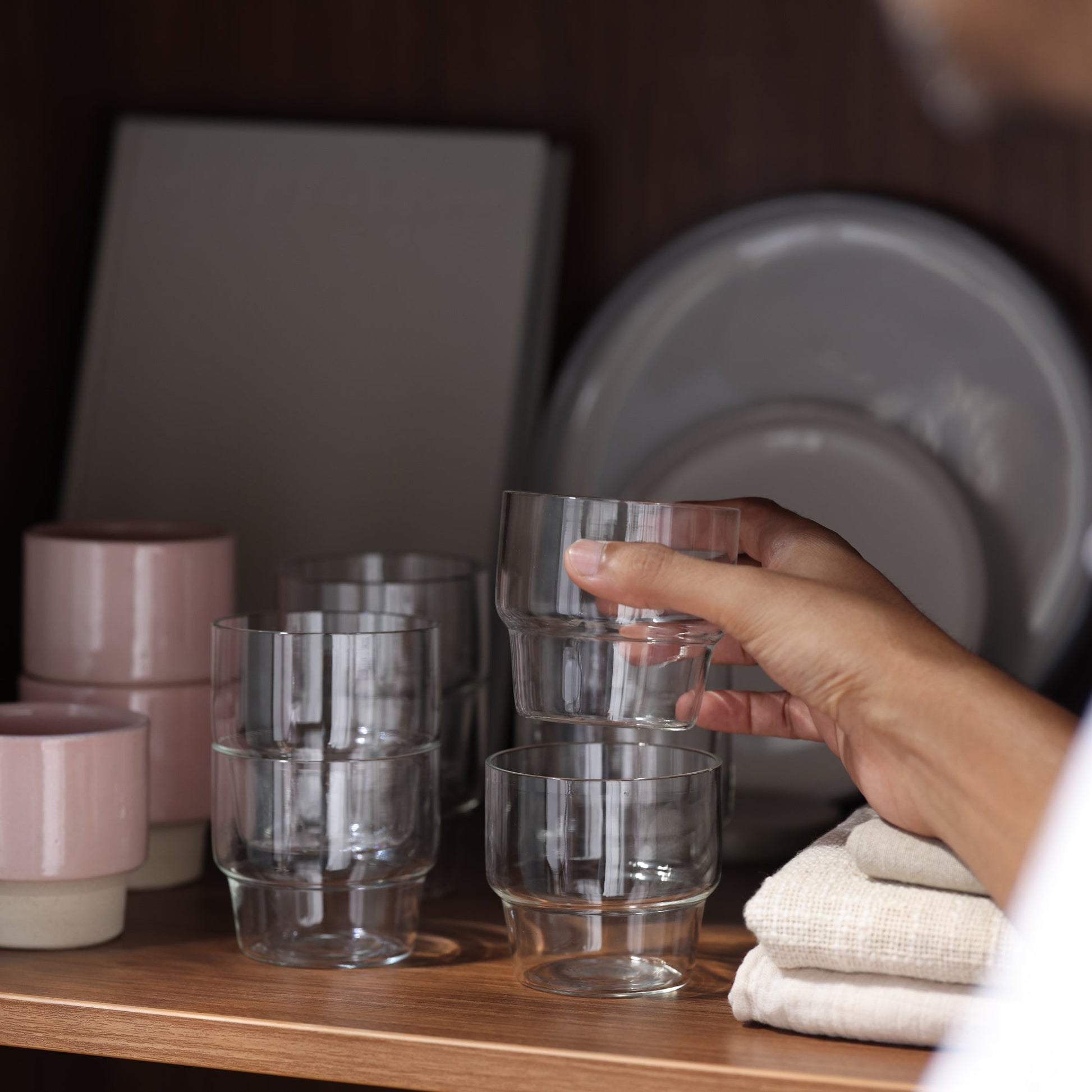 Stackable Glass Tumbler - set of 4 - DWELL by CMFleck