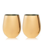 Stainless Steel Stemless Wine Glasses in Gold Set of 2 - DWELL by CMViski