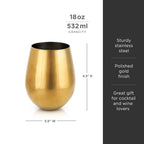 Stainless Steel Stemless Wine Glasses in Gold Set of 2 - DWELL by CMViski