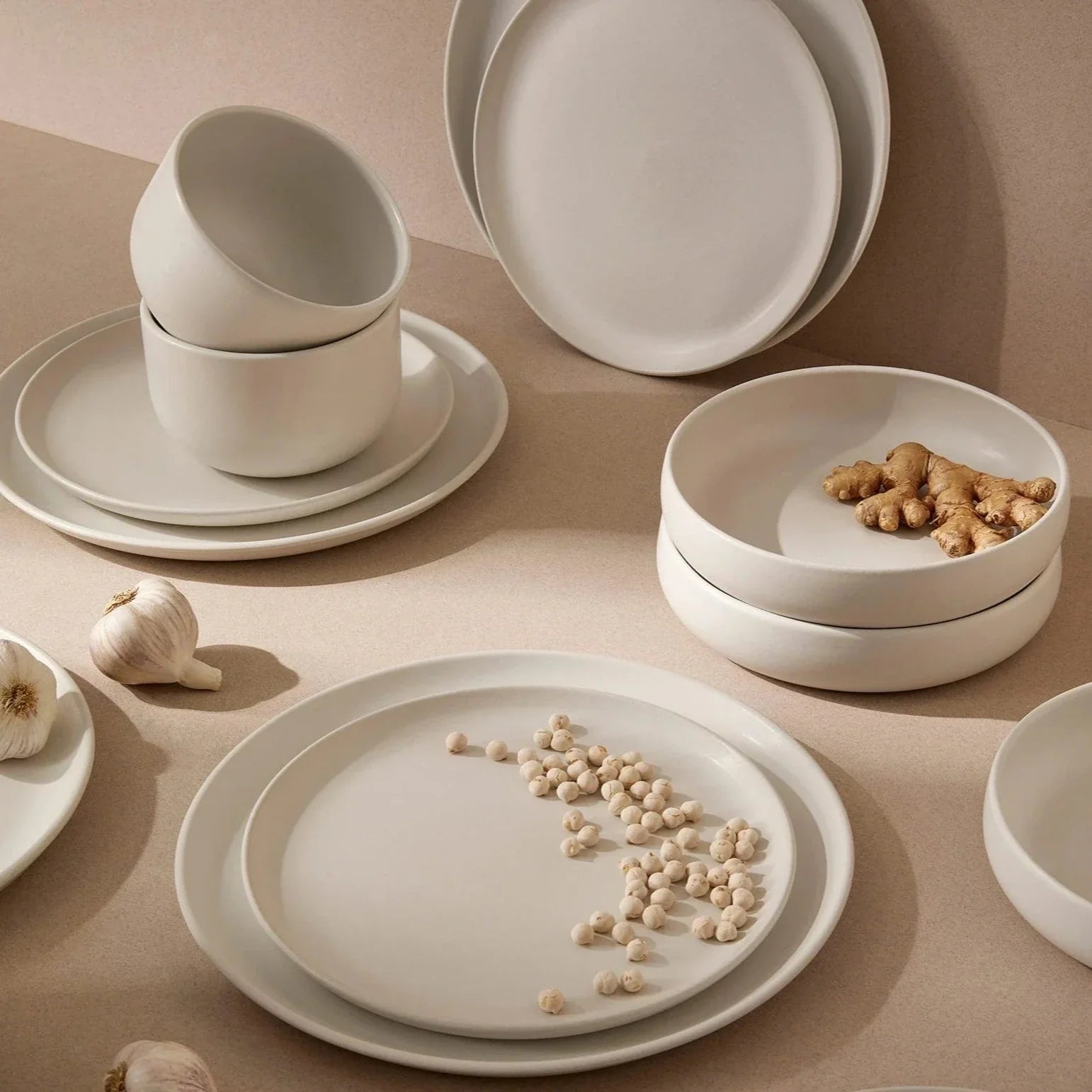 Tunisian 12pc Dinnerware set - Dinner Plate, Side Plate + Bowl - DWELL by CMGHARYAN Stoneware & More North America